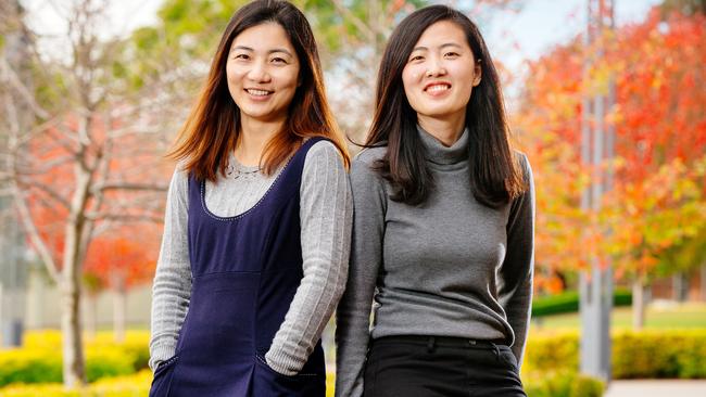Flora Zhong, 34, and Lindsay Lui. Ms Lui, 30, said she loved living in Australia. Picture: Jonathan Ng