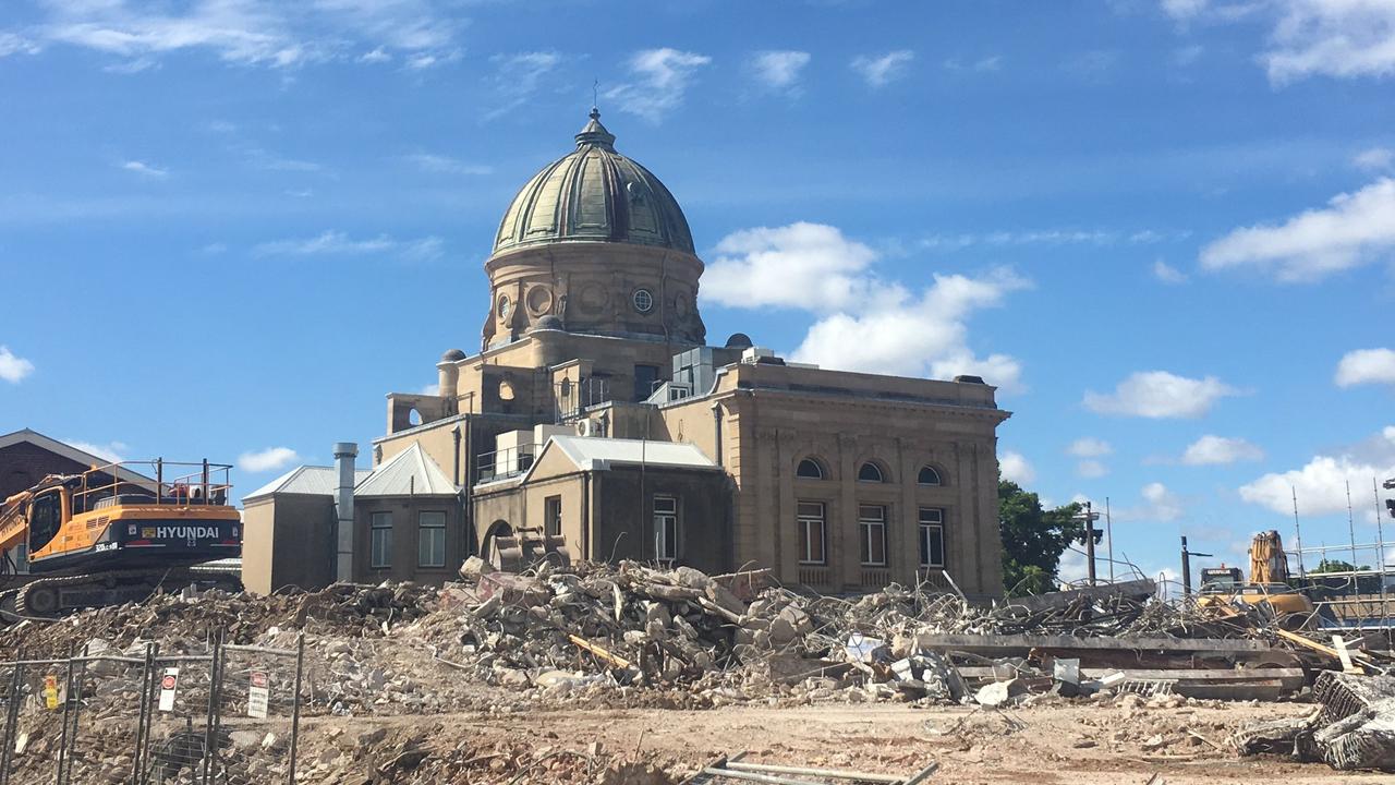 DEMOLITION WORKS: The Quay Street buildings are almost entirely demolished to make way for the new Art Gallery.