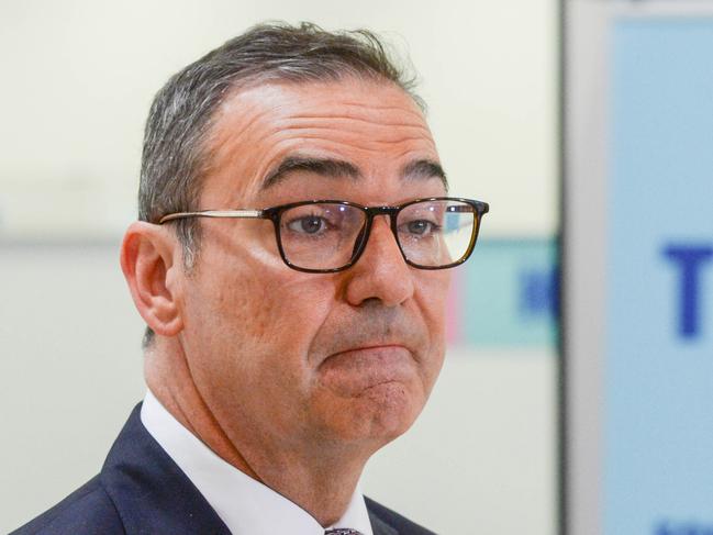 ADELAIDE, AUSTRALIA - NewsWire Photos NOVEMBER 4, 2021: Premier Steven Marshall addresses the media about COVID booster vaccinations at Wayville Vaccination Clinic. Picture: NCA NewsWire/Brenton Edwards