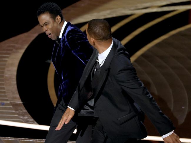 Will Smith slaps Chris Rock onstage during the 94th Annual Academy Awards. Picture: Neilson Barnard/Getty Images