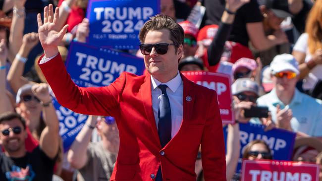 Republican Matt Gaetz at a Trump rally in Waco, Texas.