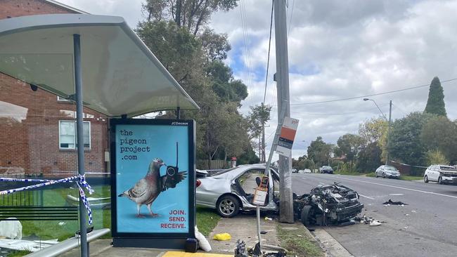 A car was almost torn in two after a horror crash on Murray Rd.