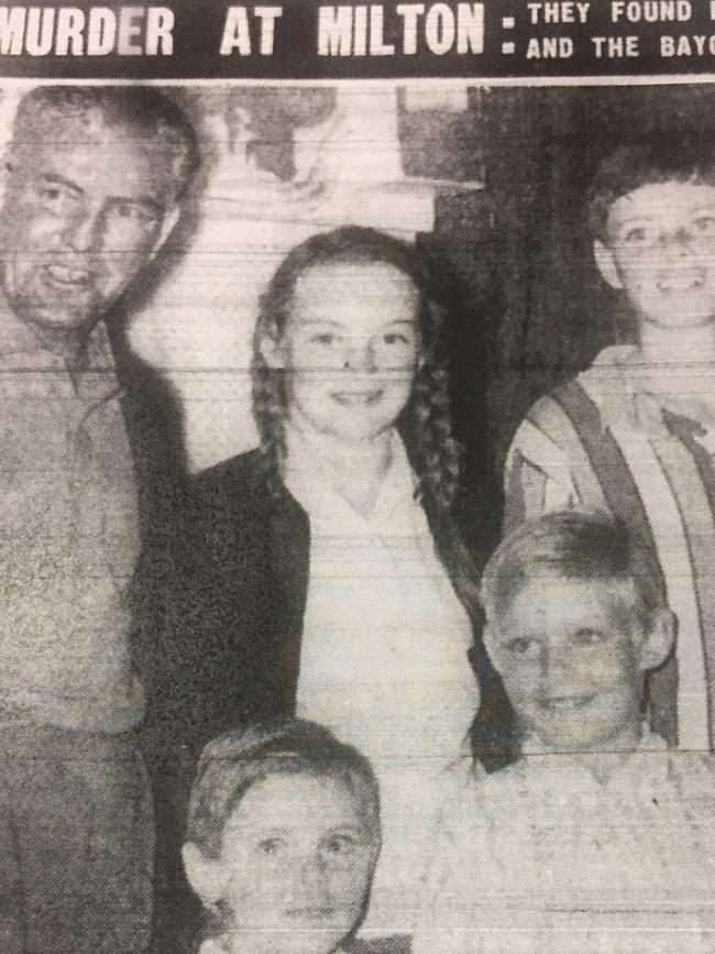 A young Bruce Morcombe (front) and family in a newspaper clipping from the time