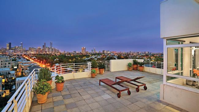 The views are a highlight at Jane Parker’s penthouse at 124/1 Graham St, Port Melbourne.