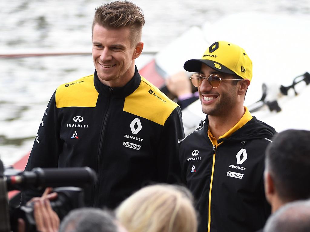 Nico Hulkenberg and Daniel Ricciardo. (Photo by William WEST / AFP)