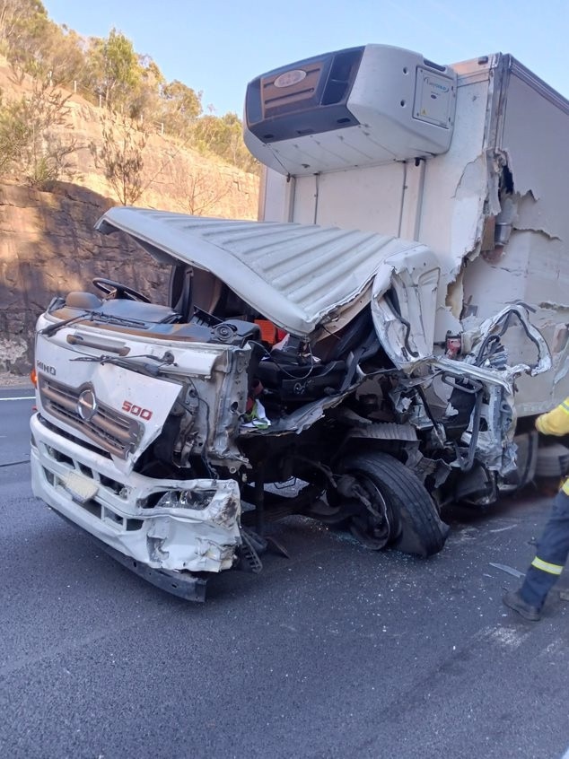 An hour-long rescue mission was required to extricate a driver. Picture: FRNSW