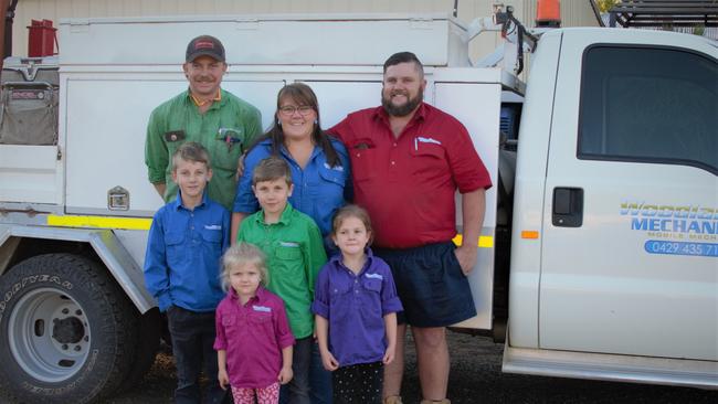 FAMILY BUSINESS: (From left) Isaac Stone, Jimmy Rockliff, Luke Rockliff, Carly Rockliff, Chelsea Rockliff, Gabby Rockliff, Brent Rockliff Photo: Lachlan Berlin