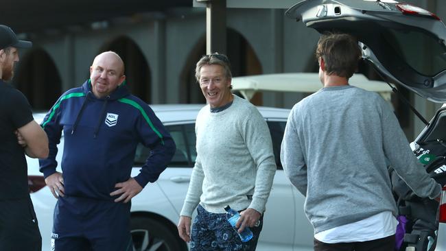 Melbourne Storm coach Craig Bellamy arrives at the team’s Albury hotel. Picture: Getty Images