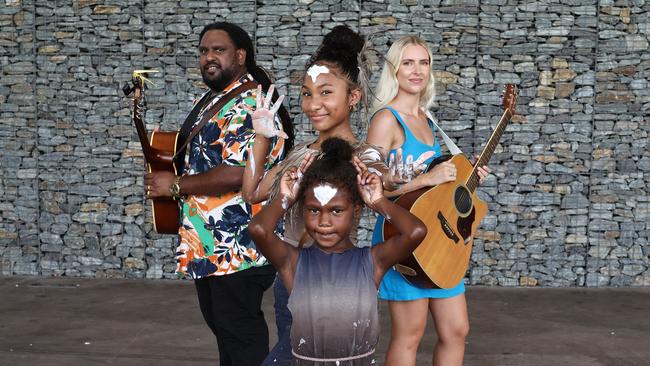 Cairns Regional Council will be celebrating Australia Day with their annual Citizen of the Year awards, followed by a free concert at Munro Martin Parklands. Guitarist Danny Boy, Sand &amp; Sea dancers Lolarose Lyons, 12, and Karla-Rose Rocky, 6, and Social Hour musician Anais Campbell will all perform at the free, family friendly concert on Australia Day. Picture: Brendan Radke