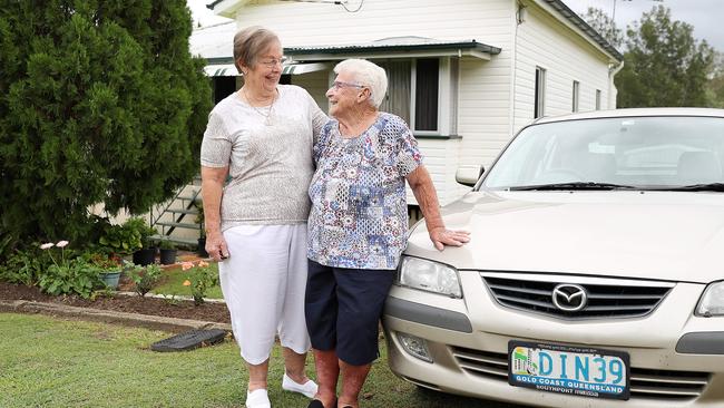 Di Wishey and Rita Langer with Di’s trusty Mazda 626. Picture: Peter Wallis