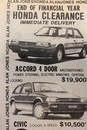 Low costs for cars. Advertisements from the Gold Coast Bulletin, July 1985