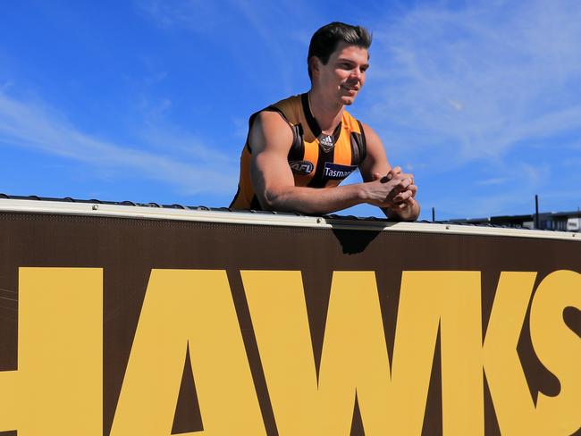 AFL player Jaeger O'Meara has signed with Hawthorn, at Waverley Park in Mulgrave. Picture: Alex Coppel.