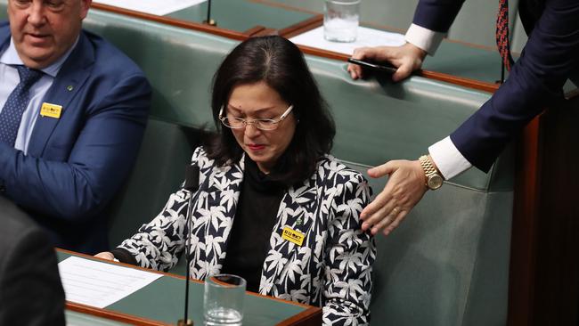 Gladys Liu teared up during Question Time today. Picture: Kym Smith