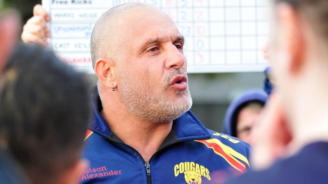 East Keilor coach Pat Christofi calls the shots. Picture: Jamie Morey