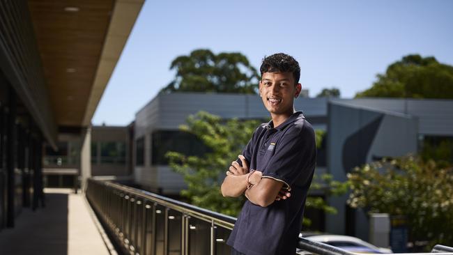 Year 11 student, Jairaj Shekhawat at Glenunga International High School, wants to solve the housing crisis with inspiration from his summer holiday in India. Picture: Matt Loxton