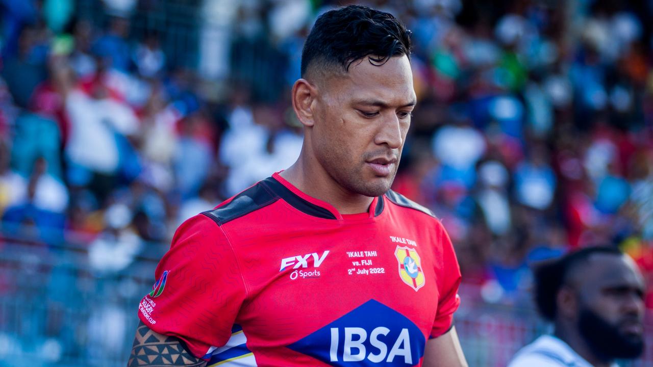 Israel Folau playing for Tonga this year. Folau has commenced building a multimillion-dollar home near the headquarters of new NFL team the Dolphins. Picture: Pita Simpson/Getty Images