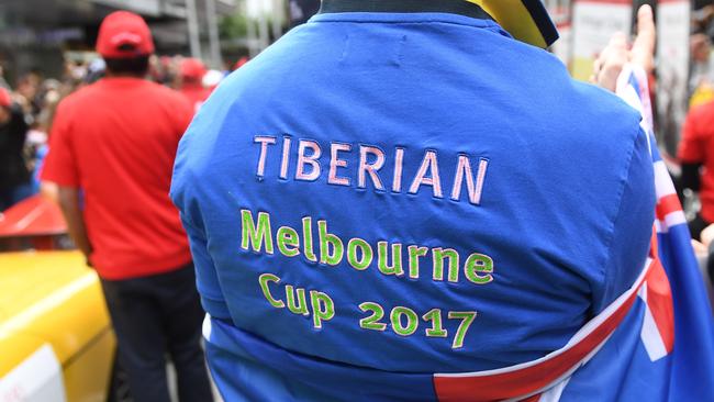 A Tiberian connection is seen as the Melbourne Cup Parade travels down Swanston Street in Melbourne, Monday, November 6, 2017. (AAP Image/Julian Smith) NO ARCHIVING