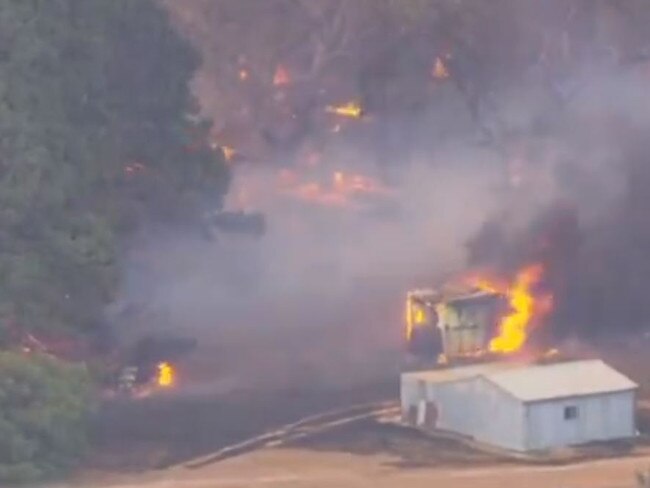 Fire destroys a shed around the Beaufort area. Picture: 7 News