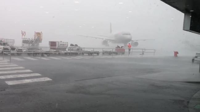 Rain storm hits Hobart Airport