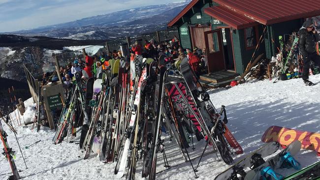 The scene outside Cloud Nine: a champagne-fuelled restaurant that is only accessible by skis: so if you don’t ski, there’s no way to get there ...