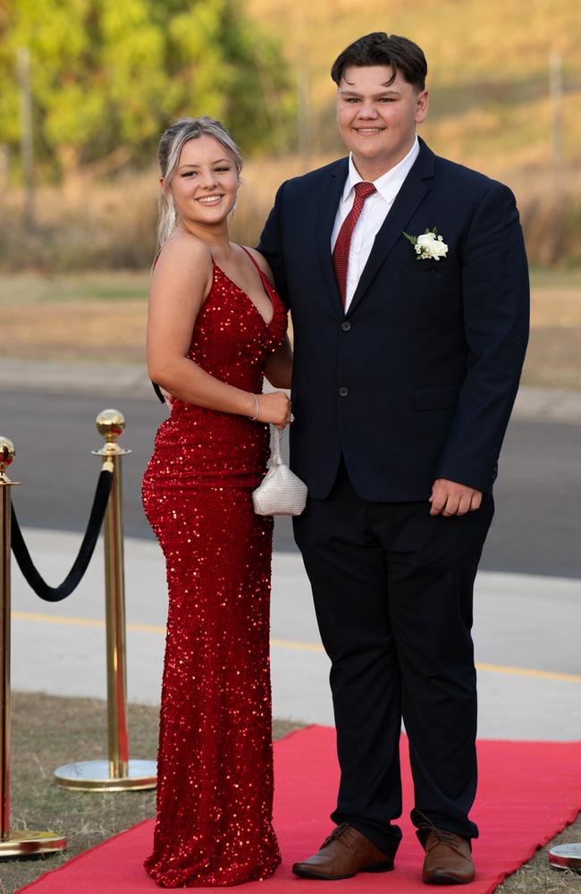 Jaxon Mcgourty and Ella Ash of Cooloola Christian College graduating class 2023 arrive at their formal. October 5, 2023. Picture: Christine Schindler