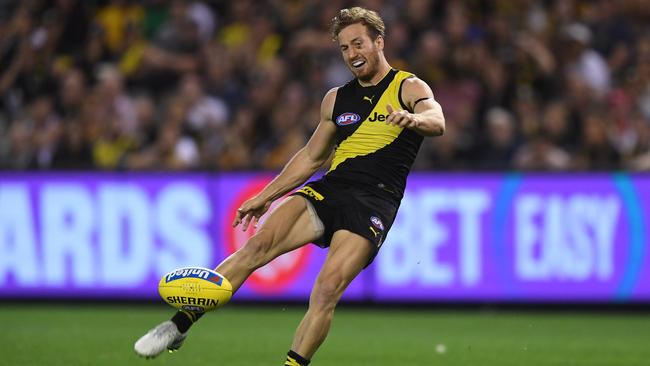 Kane Lambert of the Tigers had a monster of a game against the Demons on ANZAC Day Eve