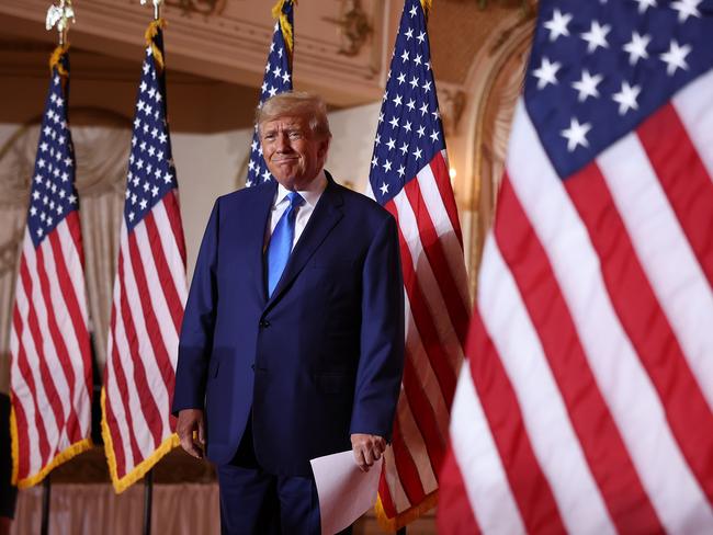 PALM BEACH, FLORIDA - NOVEMBER 08: Former U.S. President Donald Trump speaks during an Election Night event at Mar-a-Lago on November 08, 2022 in Palm Beach, Florida. Trump addressed his supporters as the nation awaits the results of the midterm elections.   Joe Raedle/Getty Images/AFP