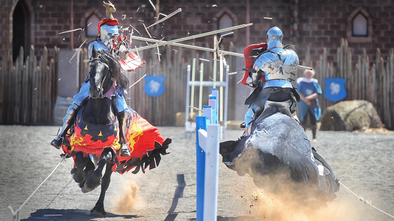 Phillip Leitch (left) riding Valiant and Cliff Marisma riding Paco. Picture: Alex Coppel