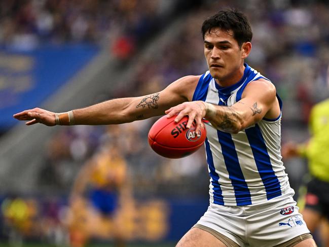 Zac Fisher had the ball on a string in defence. Picture: Daniel Carson/AFL Photos via Getty Images