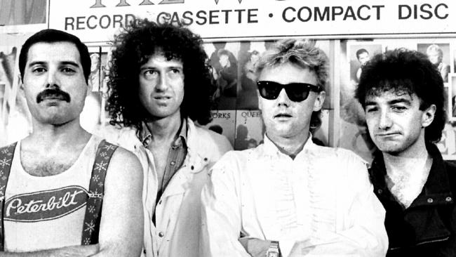 Ready Freddie ... Queen during their 1985 Australian tour, promoting their album The Works.