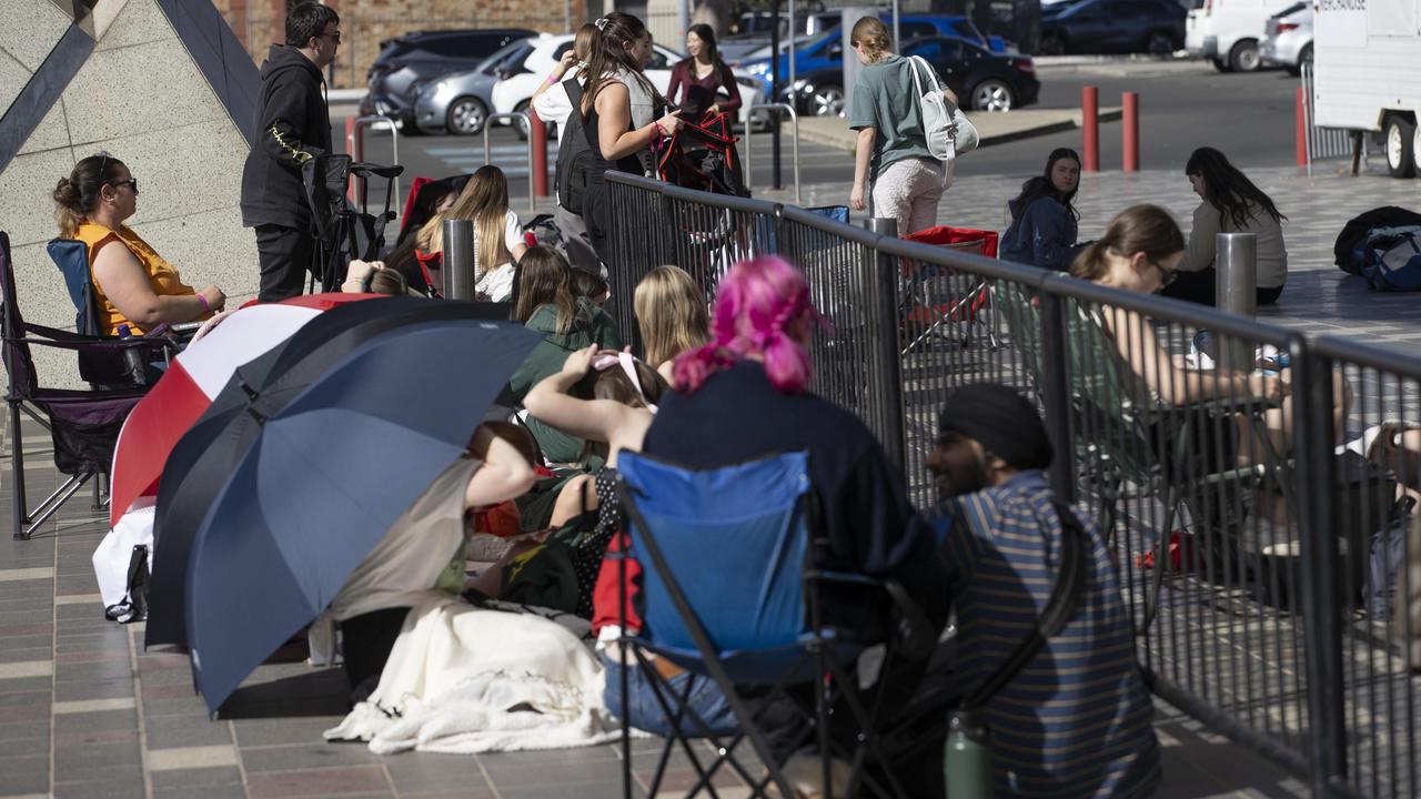 Fans of singer Gracie Abrams camped out at the Entertainment Centre. Picture: Brett Hartwig