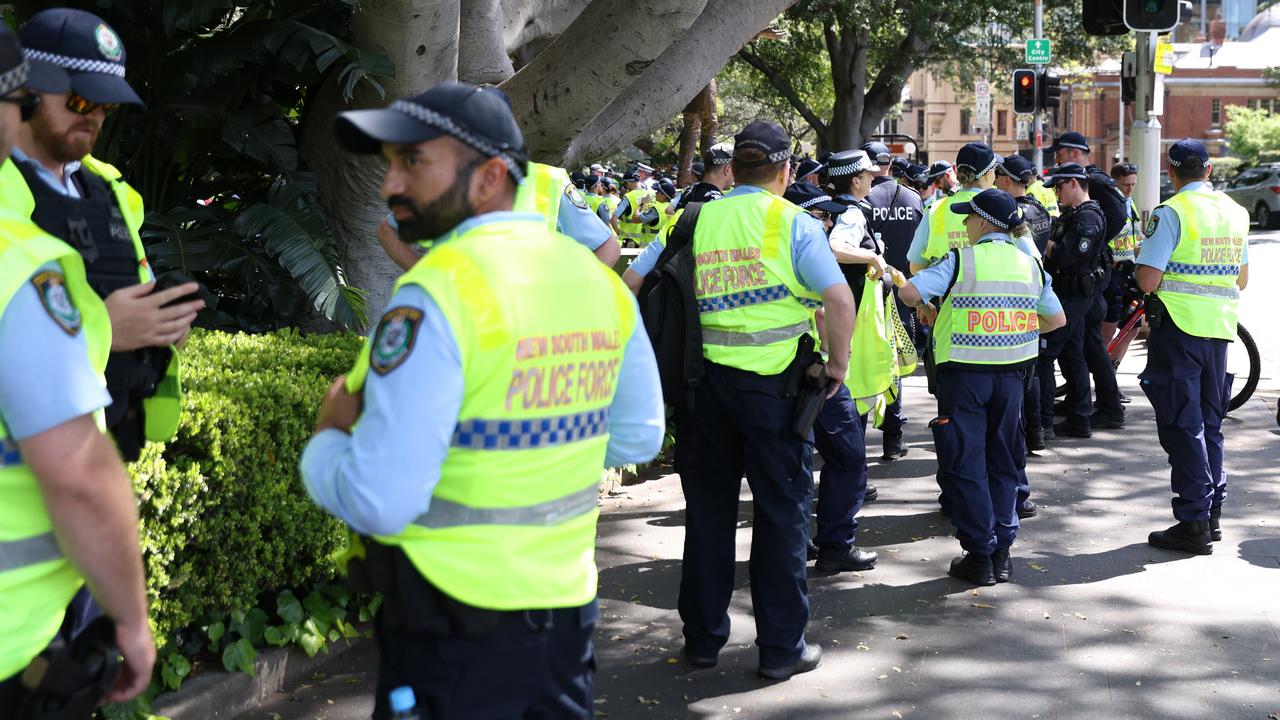 NSW Police had copious officers on scene for the Sunday rally. Picture: NewsWire / Damian Shaw