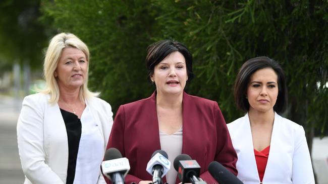 NSW Deputy Opposition Leader Yasmin Catley, NSW Opposition Leader Jodi McKay and Shadow Minister for Education Prue Car