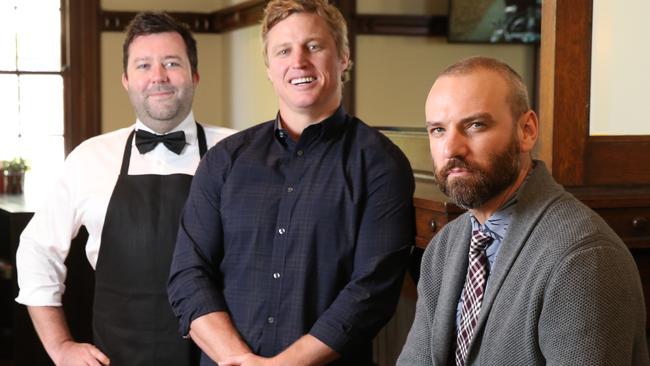 Chris Page, Brett Finch and James “The Professor” Rochford will be starring in a new show on Fox Sports. Photo: Bob Barker.
