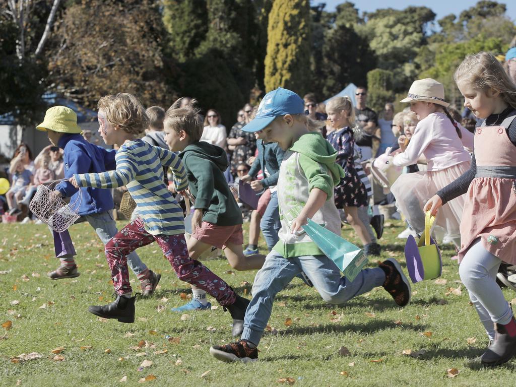 Excited children at The Royal Hobart Hospital Research Foundation's annual Easter Egg Hunt and Family Picnic. Picture: PATRICK GEE