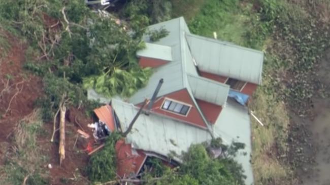 Upper Wilsons Creek resident Jens Forrest captured the moment his home in a landslide during the northern NSW flood. Picture: ABC News