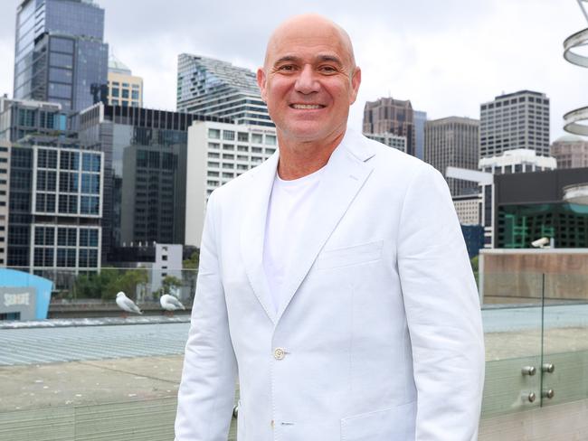 Andre Agassi is back in Melbourne for the first time since 2018. Picture: Brendan Beckett