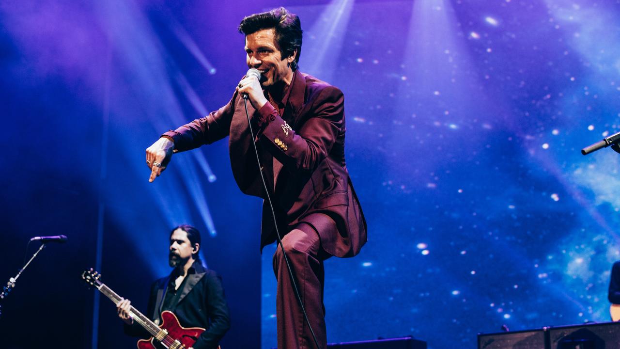 Brandon Flowers of The Killers performing at the Rebel Diamonds concert at Queensland Country Bank Stadium in Townsville on Saturday night in the first of six Australian concerts. Picture: Supplied