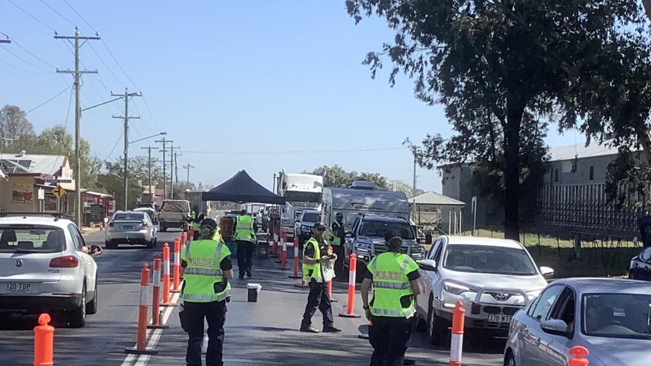 YOU SHALL NOT PASS: The static roadside testing operation at Brigalow on Friday, August 38. Pic: Supplied