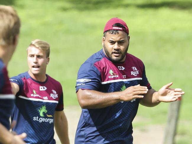 Taniela Tupou at Reds training on Thursday. Picture: Mark Cranitch