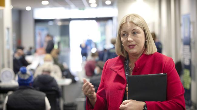 Secretary and Head of Agency at Department of Health Tasmania Kathrine Morgan- Wicks at Collins Street Vaccination Centre, Hobart. Picture: Chris Kidd