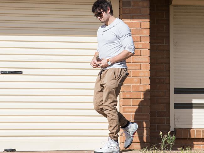 Mr Broadbridge, 23, leaving his home in Moana, South Australia, on Tuesday. Picture: Matt loxton