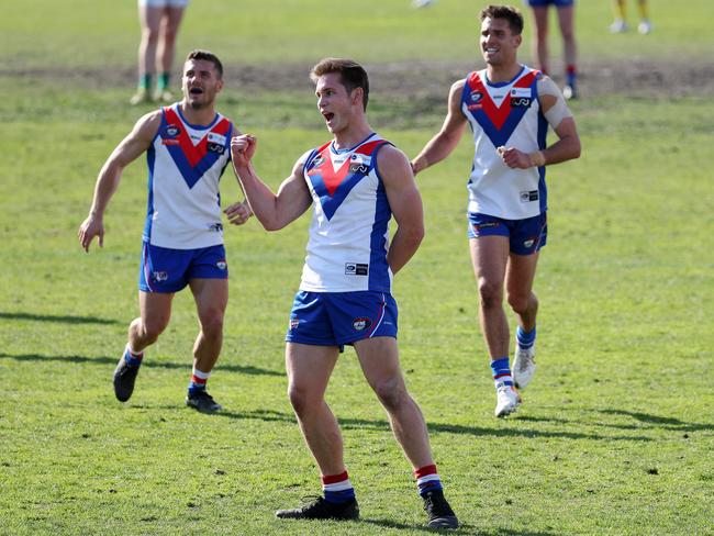 NFL: Jackson Barling celebrates a goal for West Preston-Lakeside. Picture: George Sal