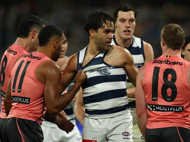 Martin gets into it against one of his old teams. Picture: Robert Cianflone/Getty Images