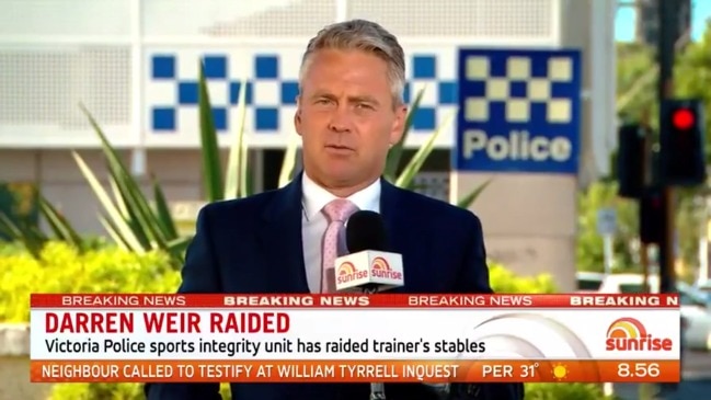 Police raid Weir's stables. Video: Channel 7