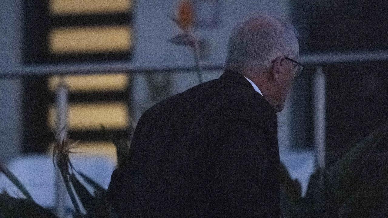 Mr Morrison returned home in the cover of darkness amid the saga. Picture: NCA NewsWire / Monique Harmer