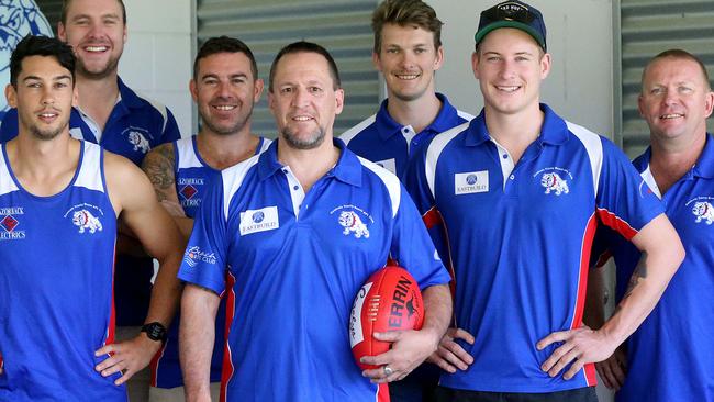 Former coach Wayne Sharkie with members of the Centrals club. PICTURE: STEWART MCLEAN.