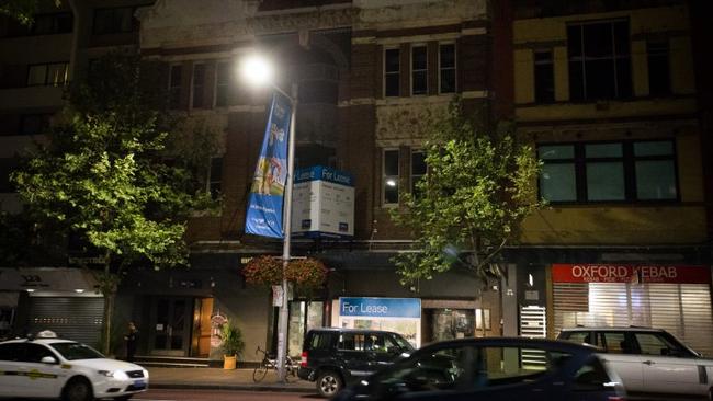 Oxford St used to be buzzing no matter the time of day. Now it’s a series of boarded up shops covered in ‘For Lease’ signs. Picture: Matt Barrie