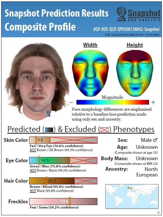 A DNA generated image of a man police want to to speak to in relation to the cold case murder of Owen Crabbe in May 1982. Picture: Supplied