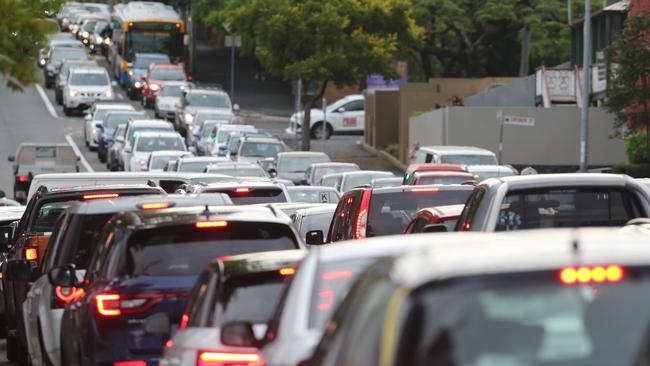 Traffic gridlock at peak hour in Fortitude Valley. Traffic congestion has been flagged by readers as an area that needs attention. Pictures: Jack Tran